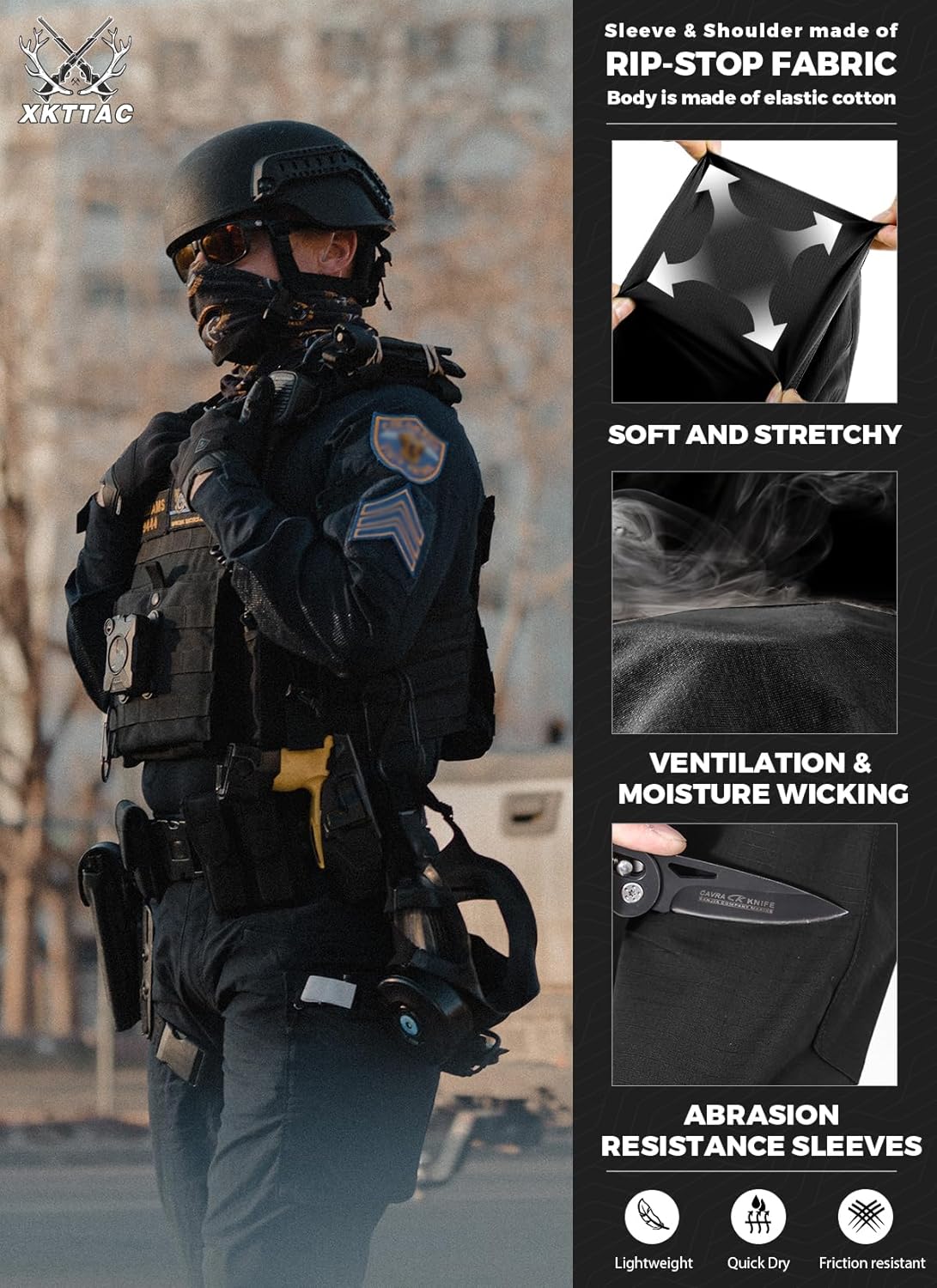 XKTTAC – Camiseta táctica de combate G3 para hombre con 2-4 bolsillos para Airsoft, actividades militares, paintball, equipo de camping, camiseta