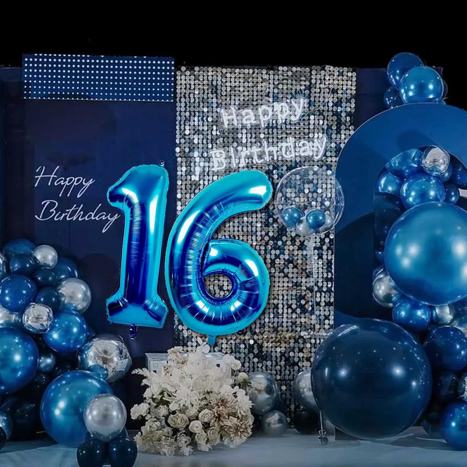 Globos gigantes de papel de aluminio azul con el número 10, globos gigantes de helio número 10 de 40 pulgadas para niños y niñas, decoraciones de