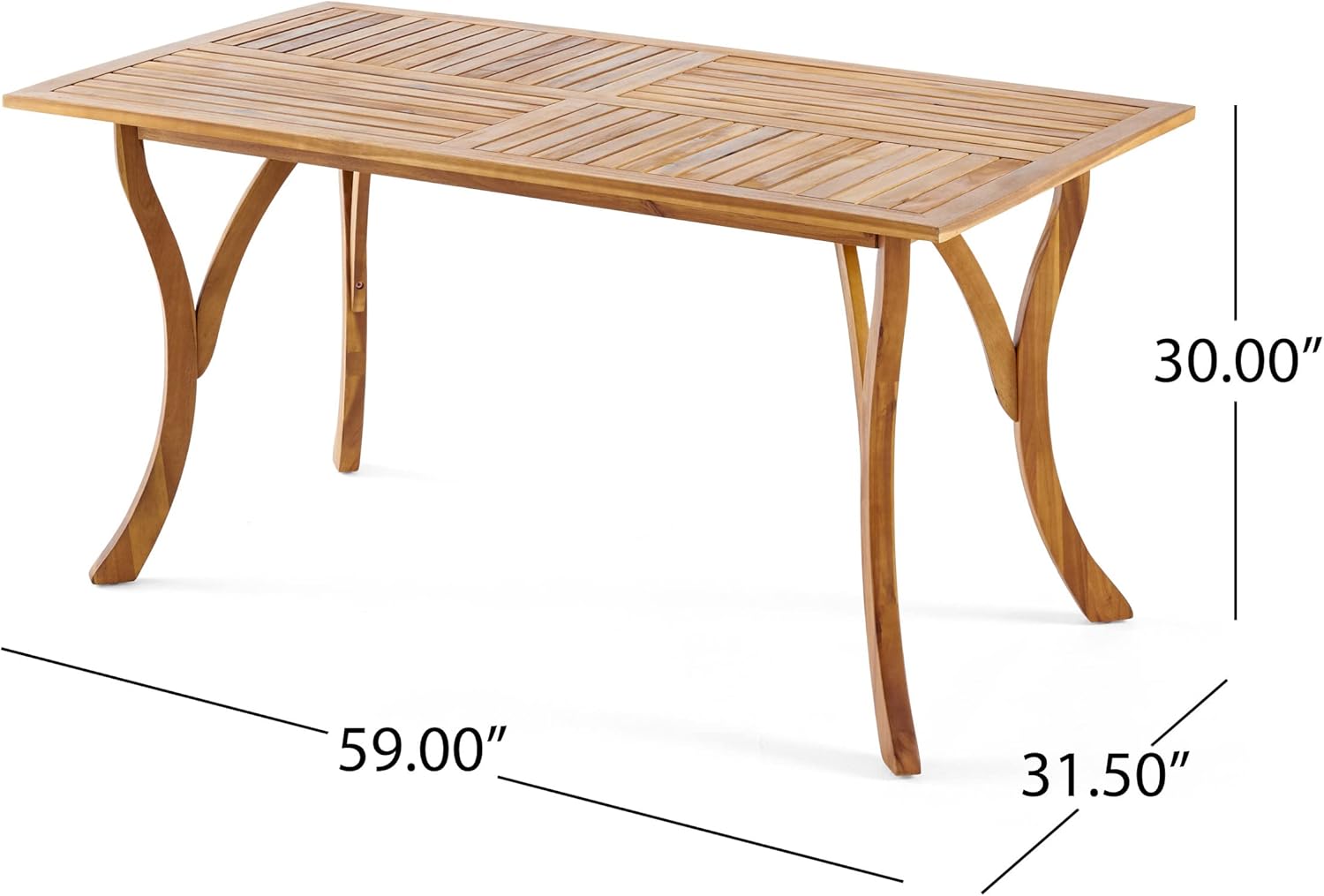 Christopher Knight Home Hermosa mesa rectangular de madera de acacia, acabado de teca
