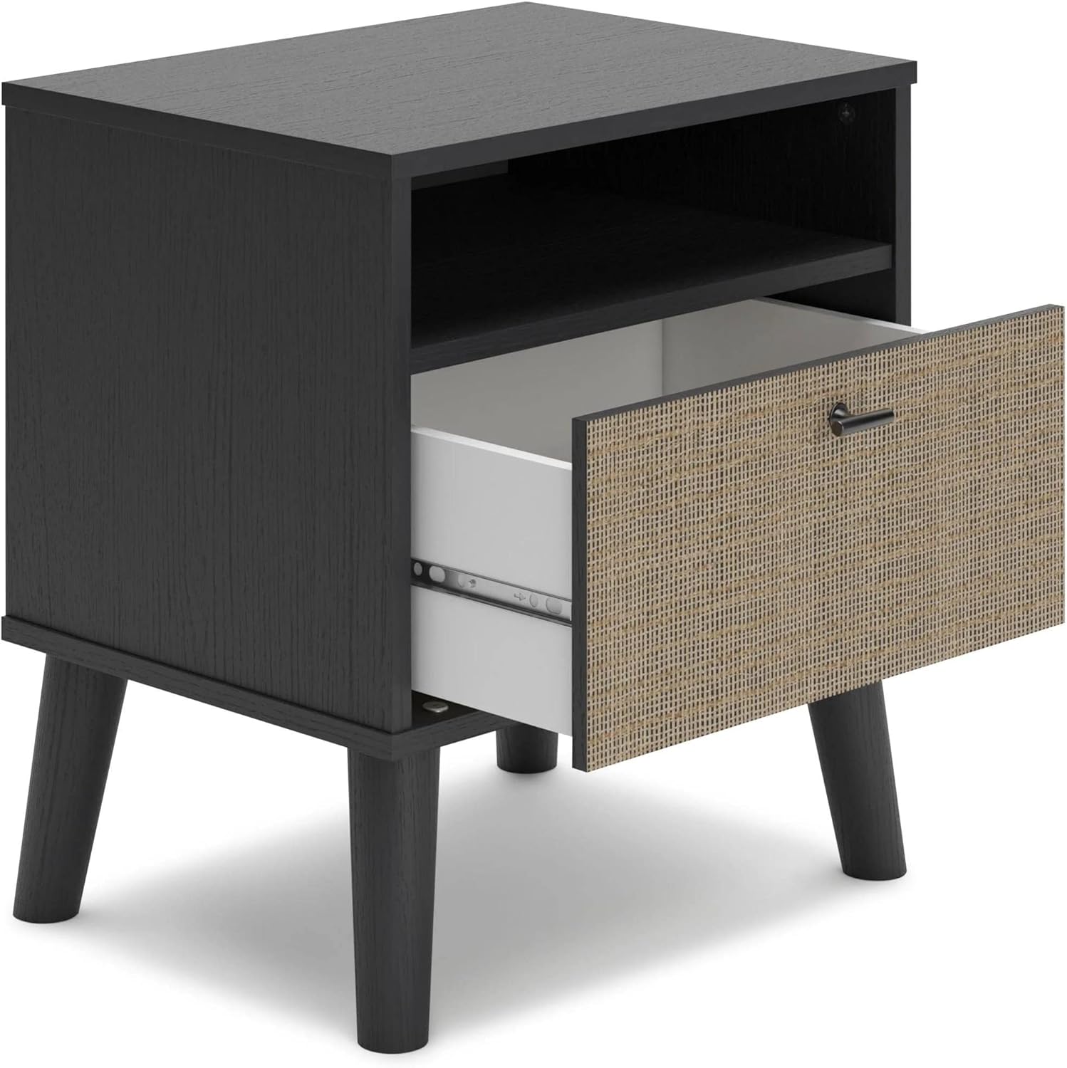 Signature Design by Ashley One Night Stand Charlang Mid-Century Moderna Mesita de noche con 1 cajón, 20 pulgadas de ancho x 15 pulgadas de