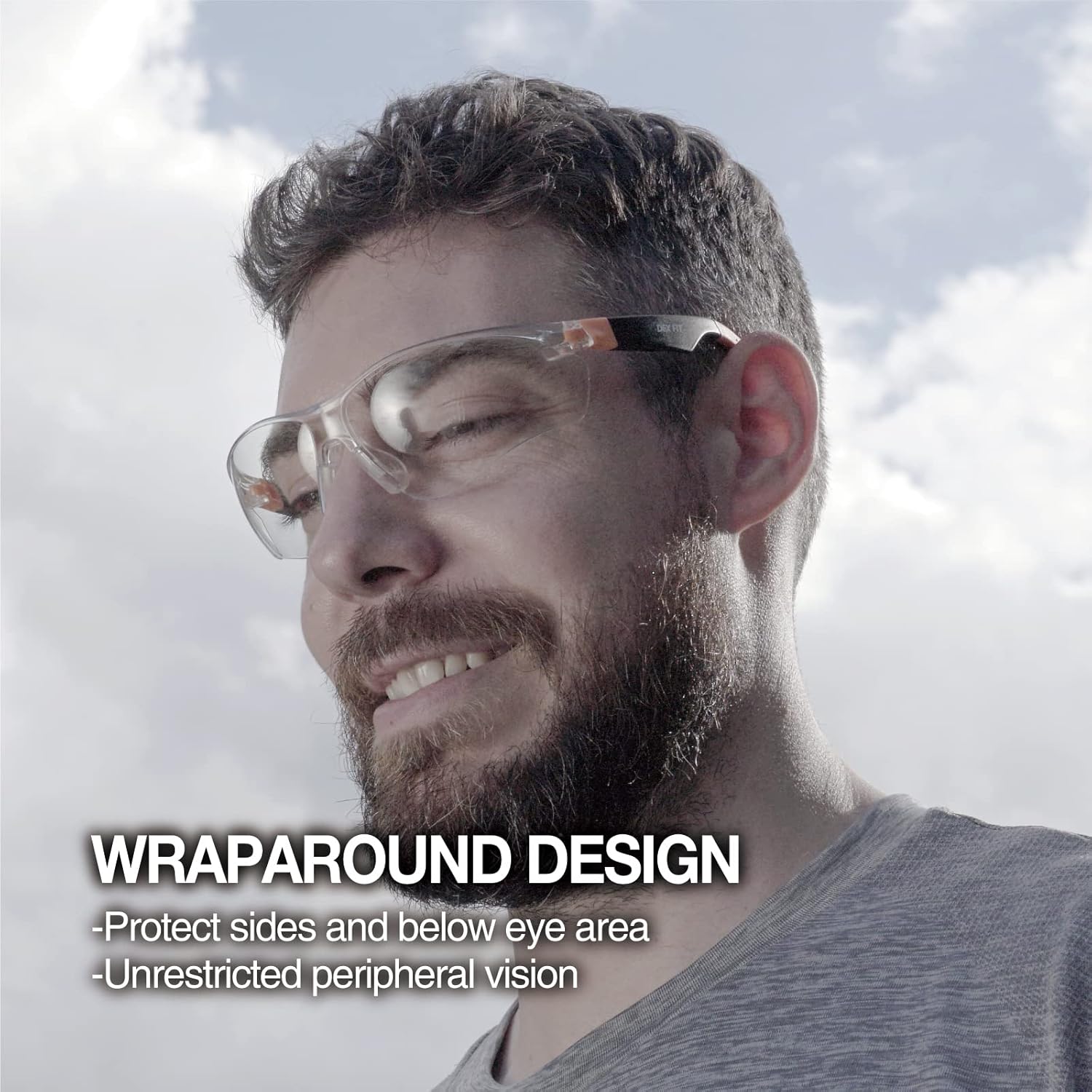 DEX FIT Gafas de seguridad SG210, Z87, protección ocular, antivaho y resistentes a los arañazos, ajustables para mujeres y hombres, protección UV