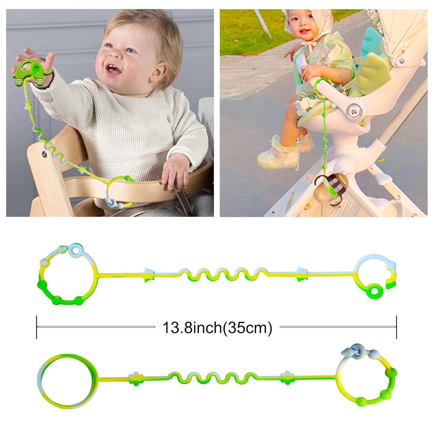 RTMOK 4 correas de juguete de silicona para bebé, accesorios para cochecito, correas de juguete para bebé, esencial de viaje para bebé, se aplica a