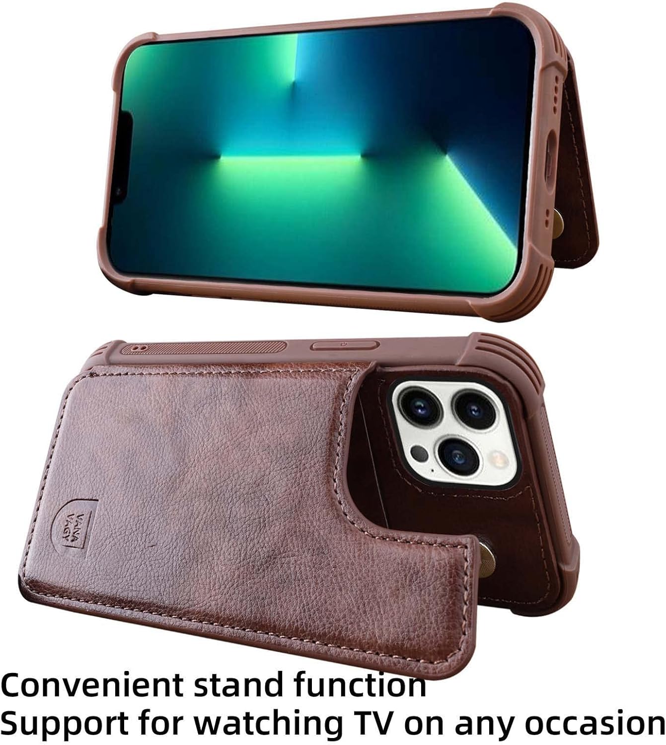 VANAVAGY Funda tipo cartera para iPhone 13 Pro Max para mujeres y hombres, funda de cuero con tapa para teléfono compatible con soporte magnético