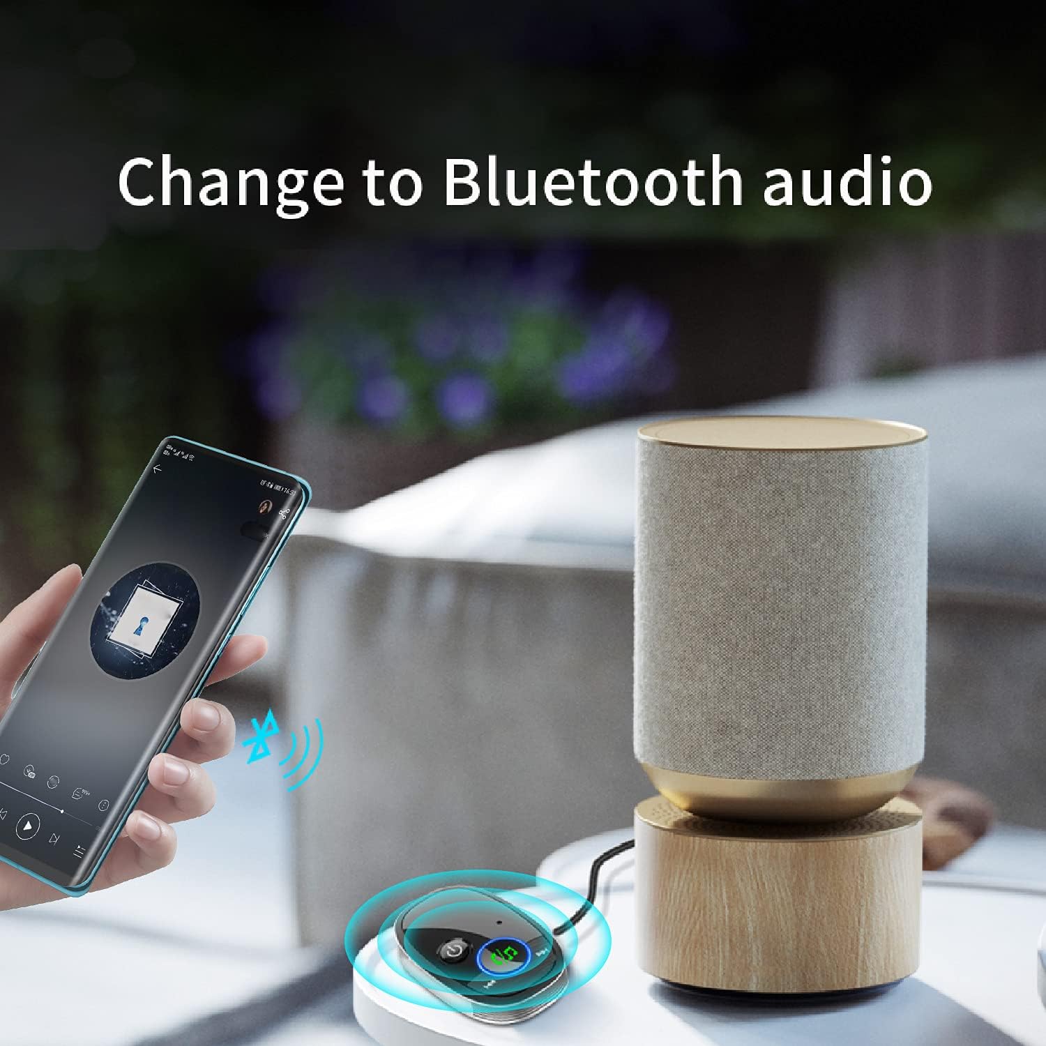 Adaptador AUX Bluetooth para automóvil, receptor Bluetooth 5.0 portátil para cocheestéreo domésticoauriculares con cable, transmisión de música,