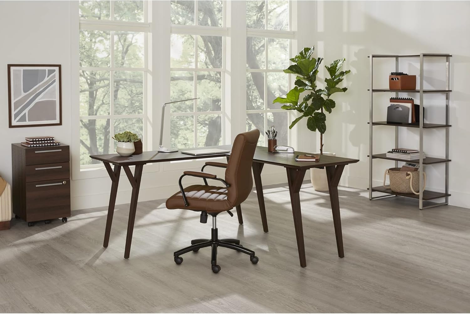 Realspace Trezza – Archivador móvil vertical de 19 pulgadas D con 3 cajones, nogal cálido