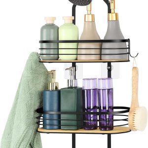 ETELI Organizador de ducha colgante con ganchos, organizador de ducha de 3 niveles con soporte para jabón para champú, acondicionador, esponja de ETELI Organizador de ducha colgante con ganchos, organizador de ducha de 3 niveles con soporte para jabón para champú, acondicionador, esponja de