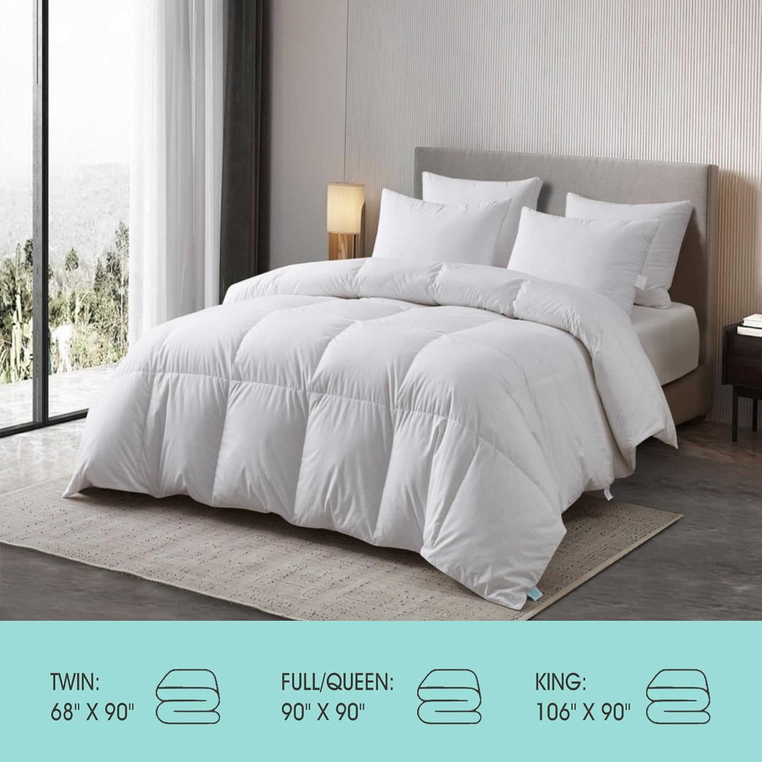 MARTHA STEWART Tencel – Edredón de plumas de ganso blanco húngaro de mezcla de lyocell, tamaño individual, relleno de 750, para todas las