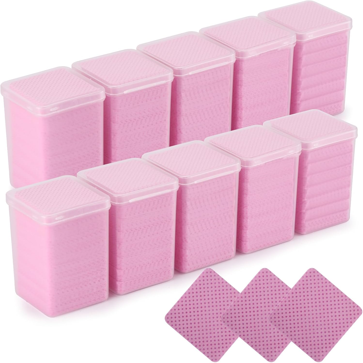 2000 toallitas de uñas sin pelusa para uñas de gel, paquete de 10 toallitas removedoras de esmalte de uñas, almohadillas de algodón, color rosa