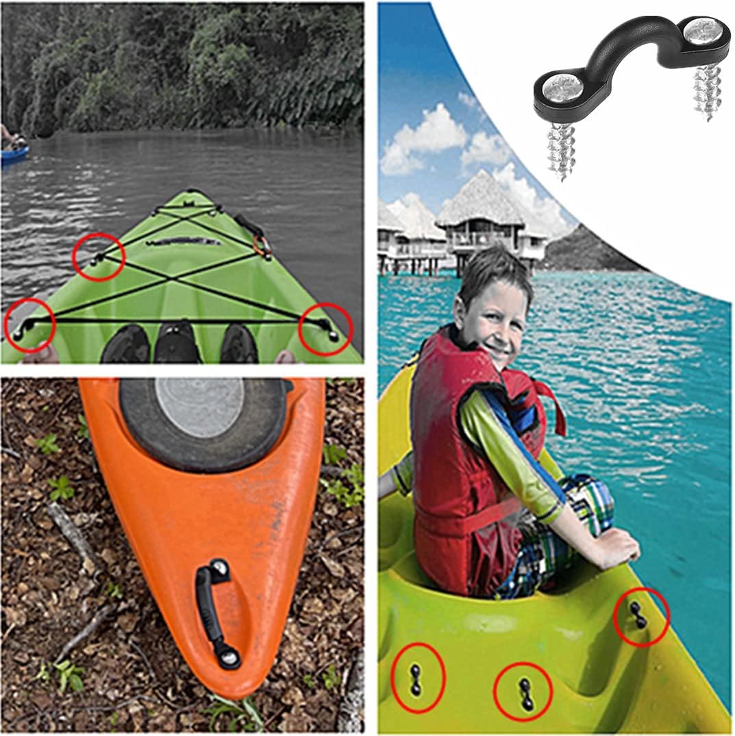 4 asas de transporte para kayak y canoa de 2 agujeros, asas de montaje lateral para kayak, lancha, 8 piezas de ojo de almohadilla con 32 tornillos