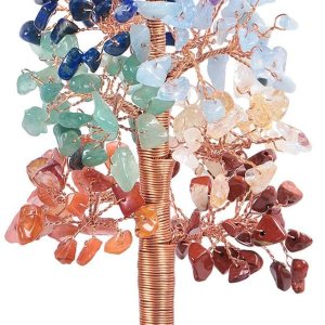 TUMBEELLUWA Árbol de dinero de cristal de 7 chakras con base de piedras coloridas, base de resina, decoración de bonsái para la oficina en casa, TUMBEELLUWA Árbol de dinero de cristal de 7 chakras con base de piedras coloridas, base de resina, decoración de bonsái para la oficina en casa,