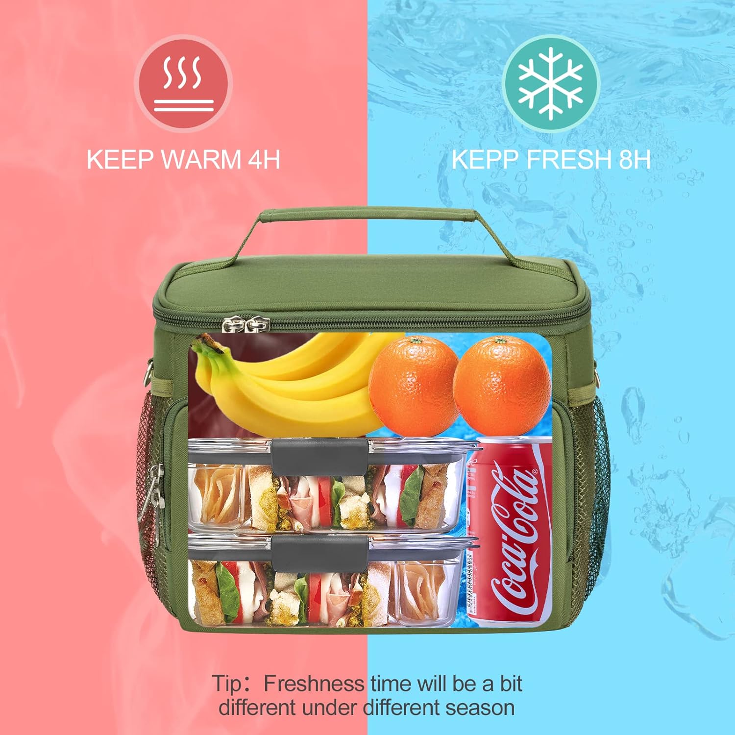Tiblue Lonchera aislada para mujereshombres  Lonchera reutilizable para oficina, trabajo, escuela, picnic, playa, bolsa refrigerante congelable a