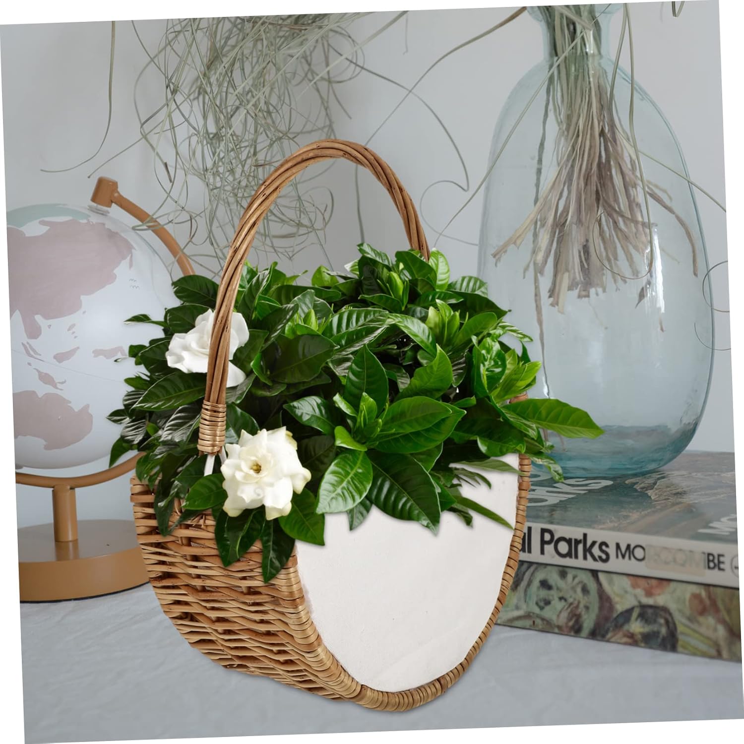 Yardwe 2 Pcs Storage Basket Wicker Bread Basket Easter Basket Decoraciones para Salas De Casa Seagrass Wicker Woven Basket Hanging Plant Pot Basket