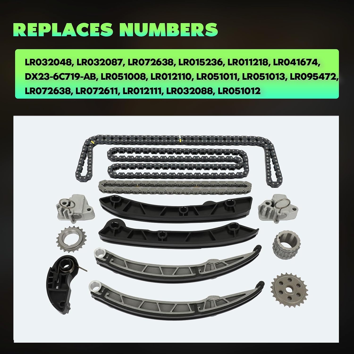 SCITOO Kit de cadena de distribución LR032048, LR032087 para Land Rover LR4 2010-2013, para Land Rover Range Rover 2010-2015, para Land Rover Range