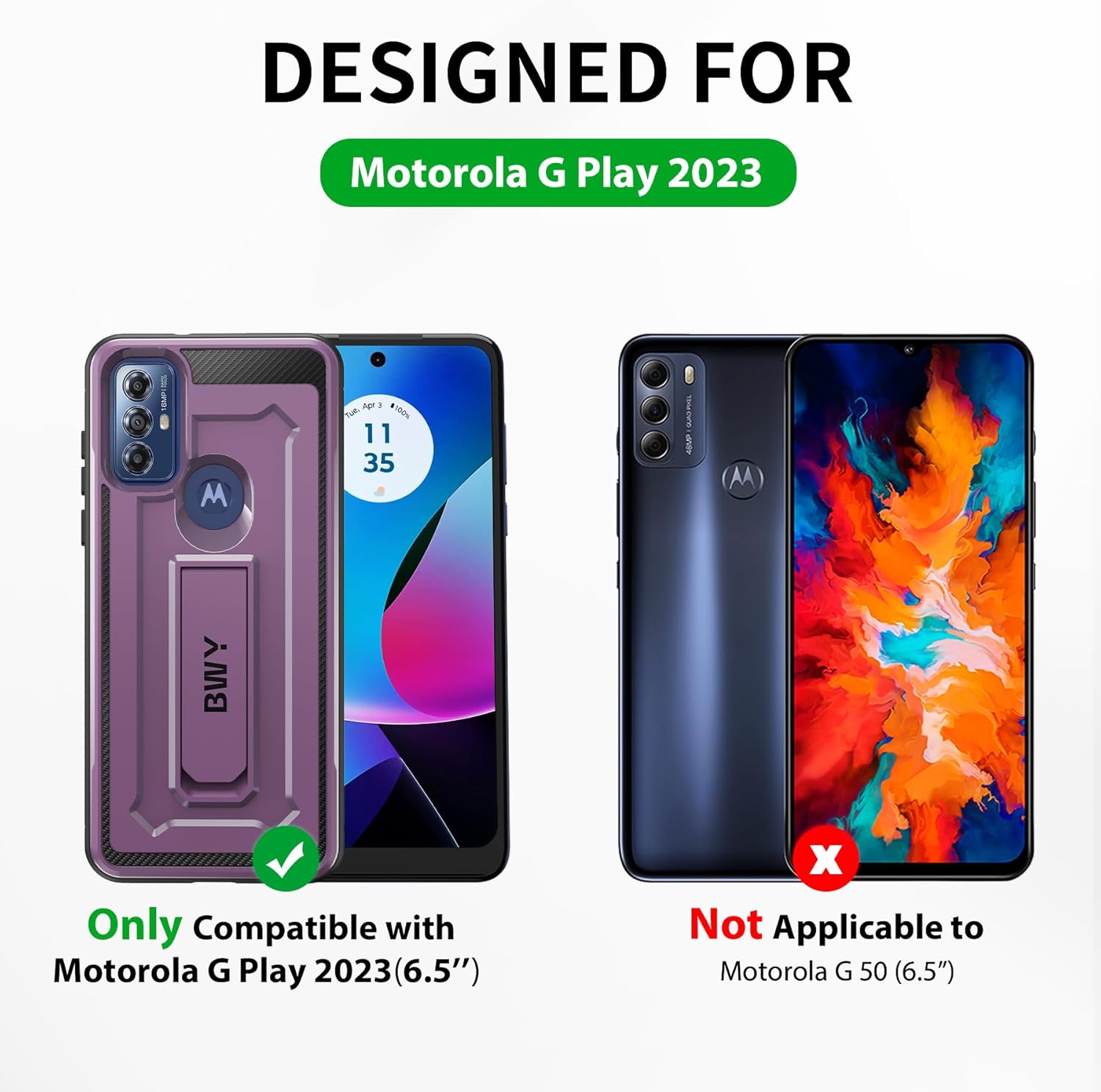 Funda diseñada para Moto G Play 2023 con protector de pantalla, funda protectora militar resistente para teléfono Moto G Play 2023, soporte