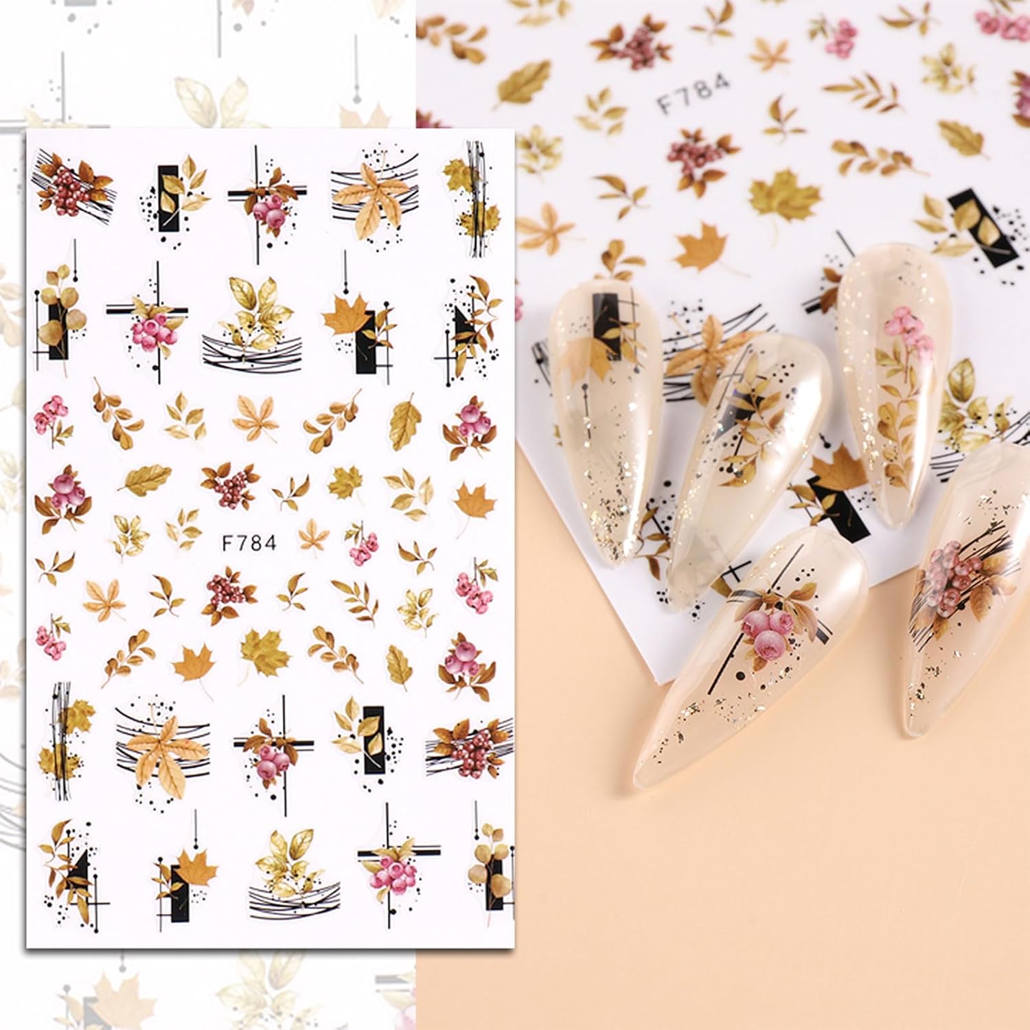 JMEOWIO 9 hojas de calcomanías de arte de uñas de otoño y otoño, calcomanías autoadhesivas para uñas, calabaza, hoja de arce, Acción de Gracias,