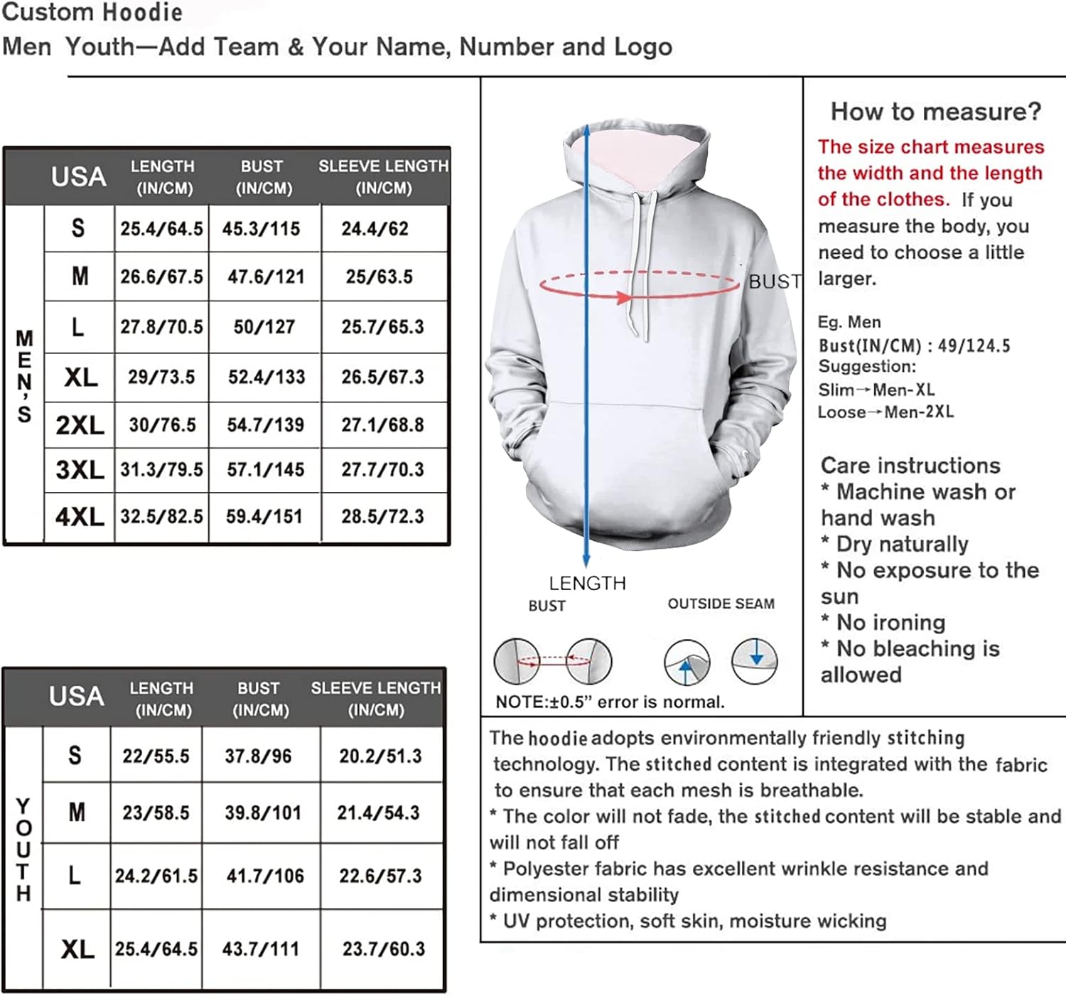 Custom Hockey Men’s Hoodies Gifts for Men Women Youth City Fans Pullover Hooded Sweatshirt Customize Hip Hop Name & Number