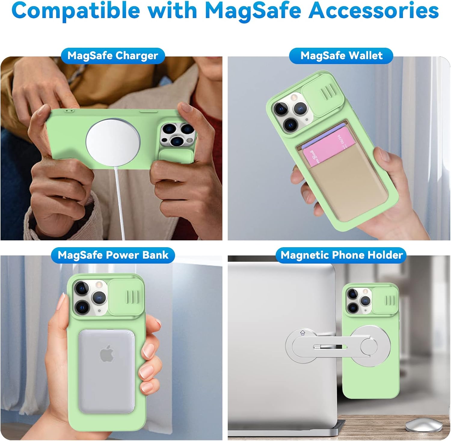 CloudValley Funda magnética para iPhone 14 Pro Max de 6.7 pulgadas, funda de silicona líquida con funda deslizante para cámara, compatible con