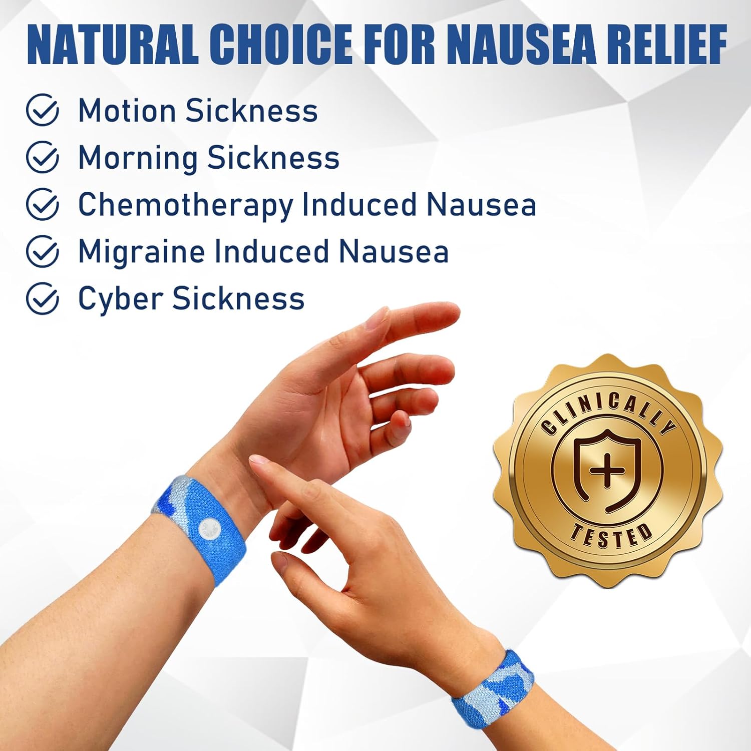 Hionfurt Motion Sickness Bands Anti Náuseas Pulsera Ver 1-2 Pares Camo Azul, Camo Rosa