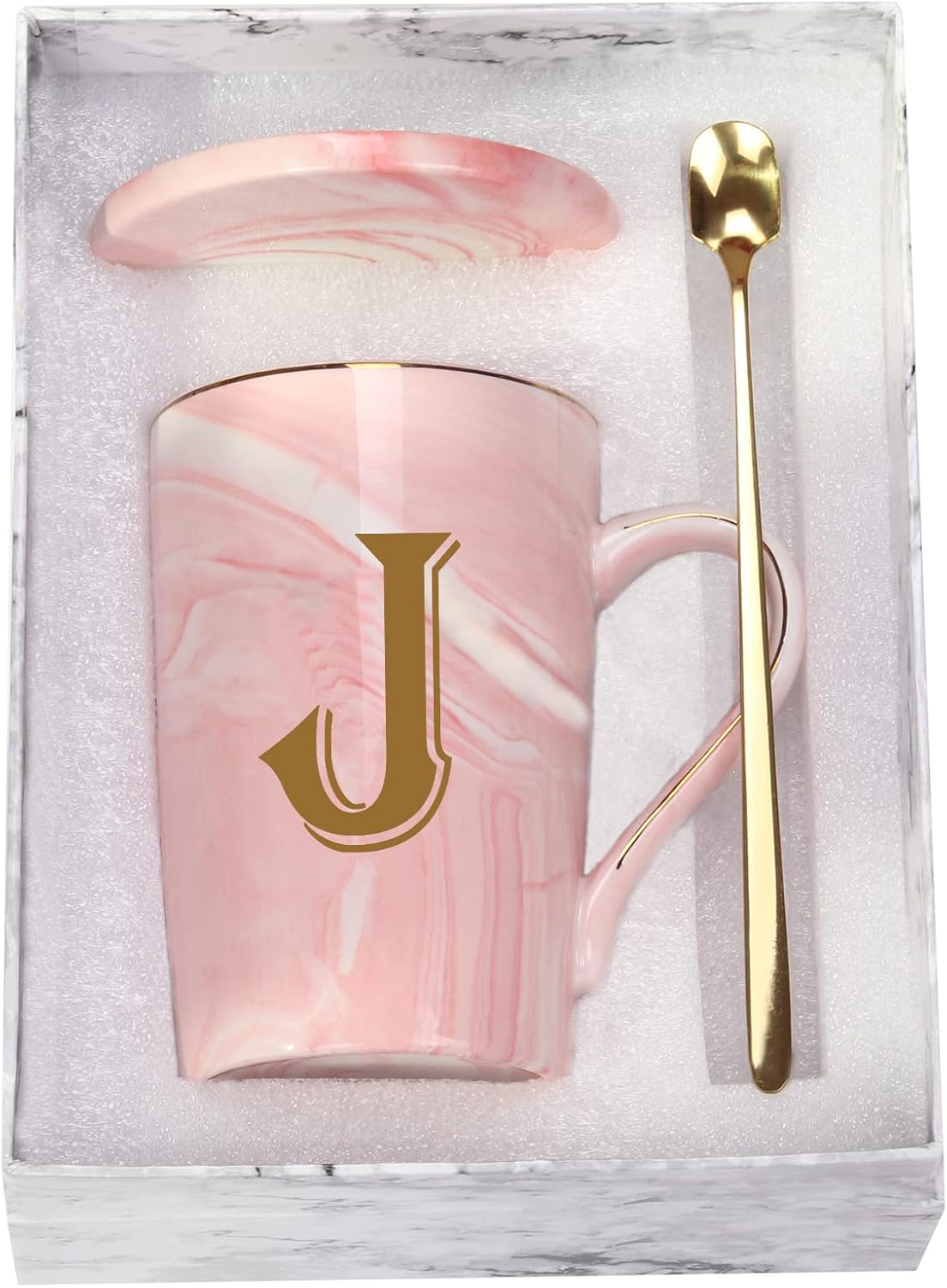 Letra J – Taza de café personalizada con inicial, taza de café personalizada con letra J, taza de café con letra para mujeres, regalos de despedida