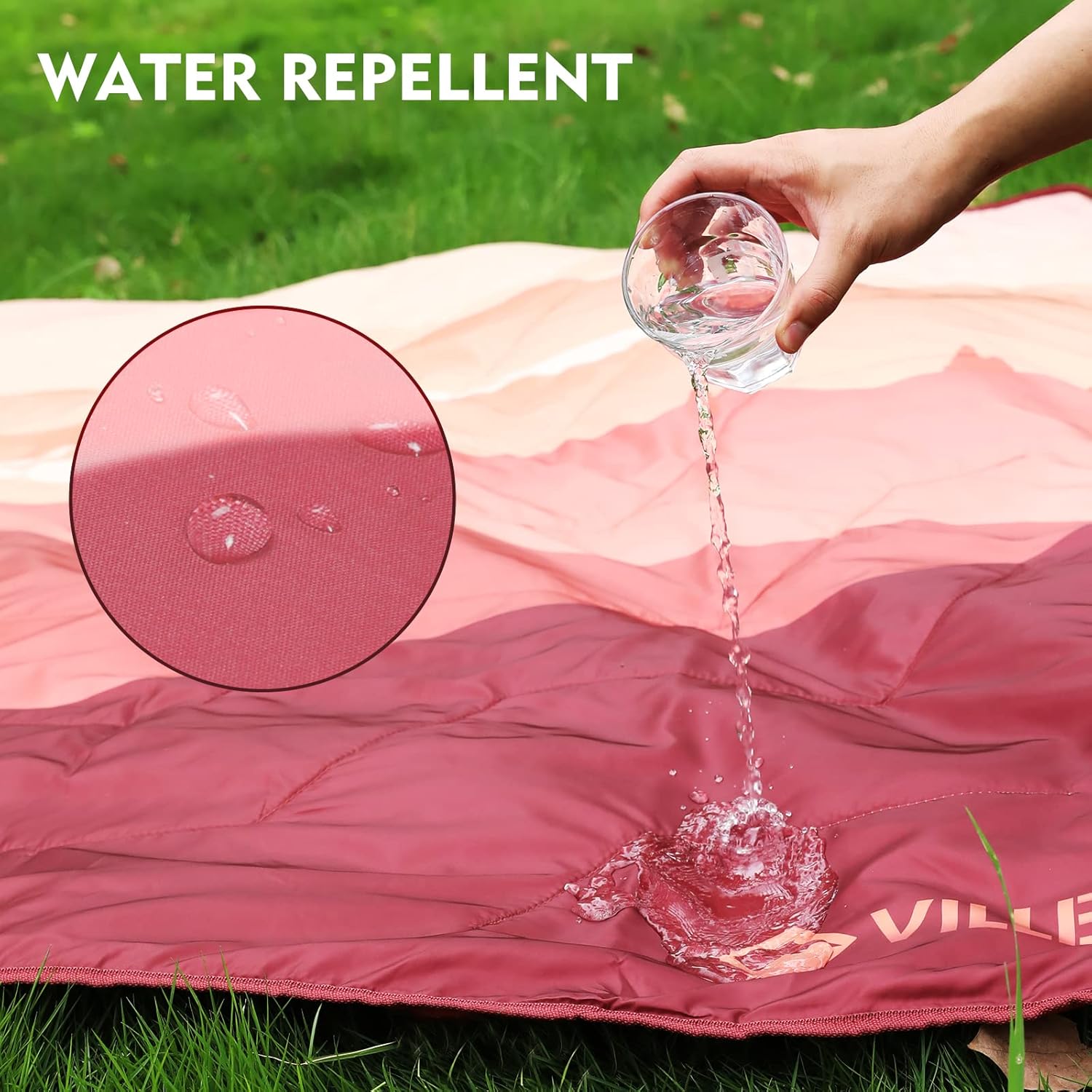 VILLEY Manta de picnic, manta de camping de 3 capas de 52 x 75 pulgadas, lavable a máquina, repelente al agua y a prueba de arena, plegable y