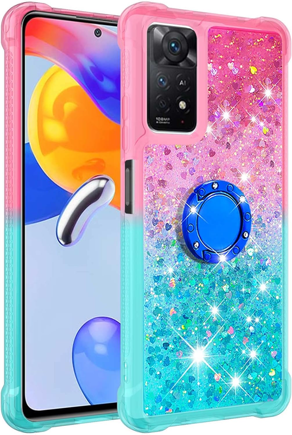 Monwutong Funda de teléfono para Xiaomi Redmi Note 11 Pro 5G4G, brillante efecto arena movediza TPU parachoques con cuatro esquinas cubierta de