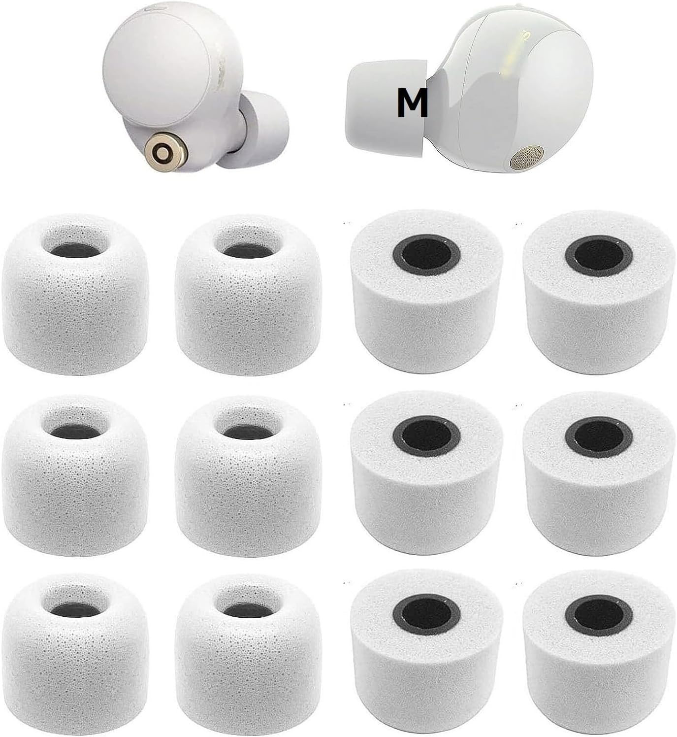 Punta de espuma compatible con Sony WF-1000xm5 1000xm4 WF-C700n, cancelación de ruido perfecta, ajuste en la funda, puntas de espuma viscoelástica,