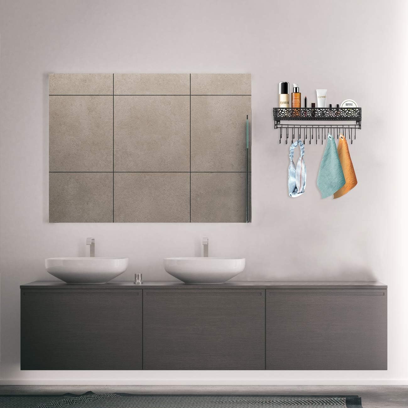 Urban Deco Organizador de joyas montado en la pared  Soporte rectangular colgante para joyas con estante organizador de collar de pared  Estante de