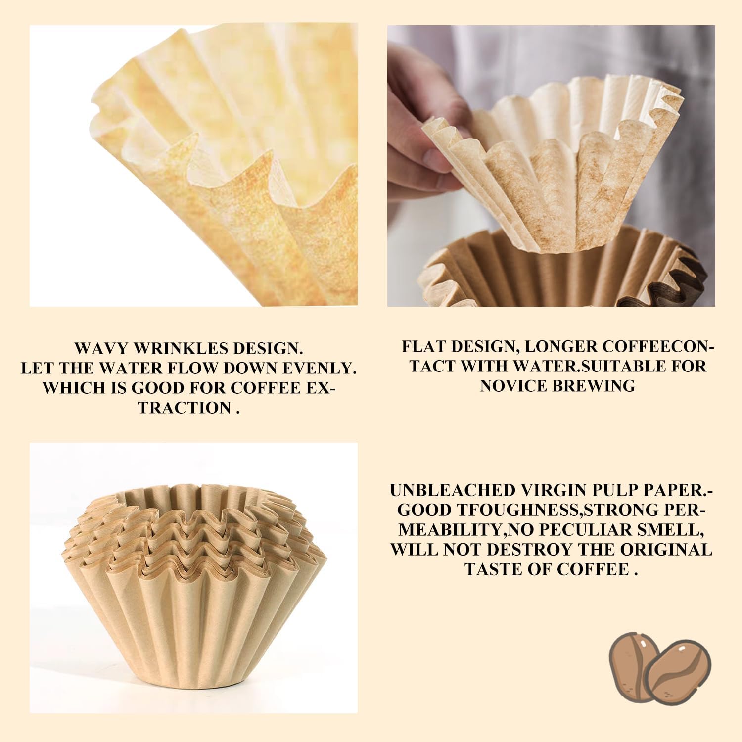 Empstorm Filtros de café de 8 a 12 tazas, 7.875 x 3.25 pulgadas, 100 filtros de café para cesta, papel de filtro de café desechable de 8 a 12 tazas,