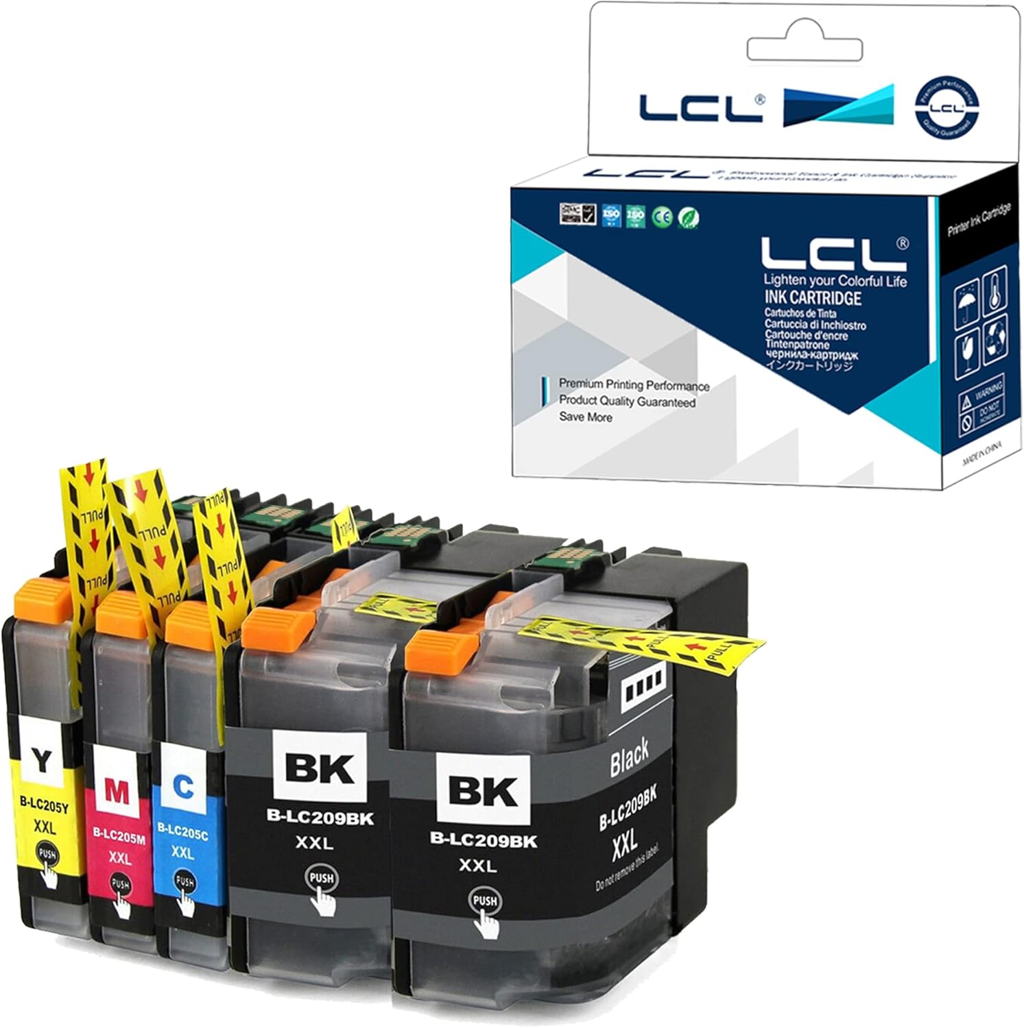LCL Cartucho de tinta de repuesto compatible para Brother LC209 LC205 LC209BK LC205C LC205M LC205Y XXL Super High Yield MFC-J5520DW J5620DW J5720DW