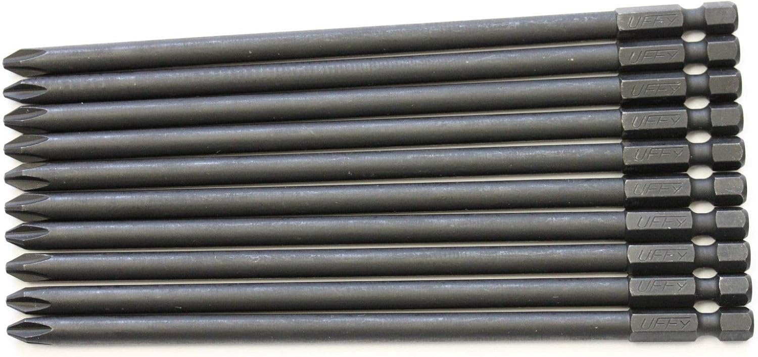 UFFY – Broca de impacto Phillips PH # 2 de 6 pulgadas, paquete de 10 unidades de 14 hexagonal