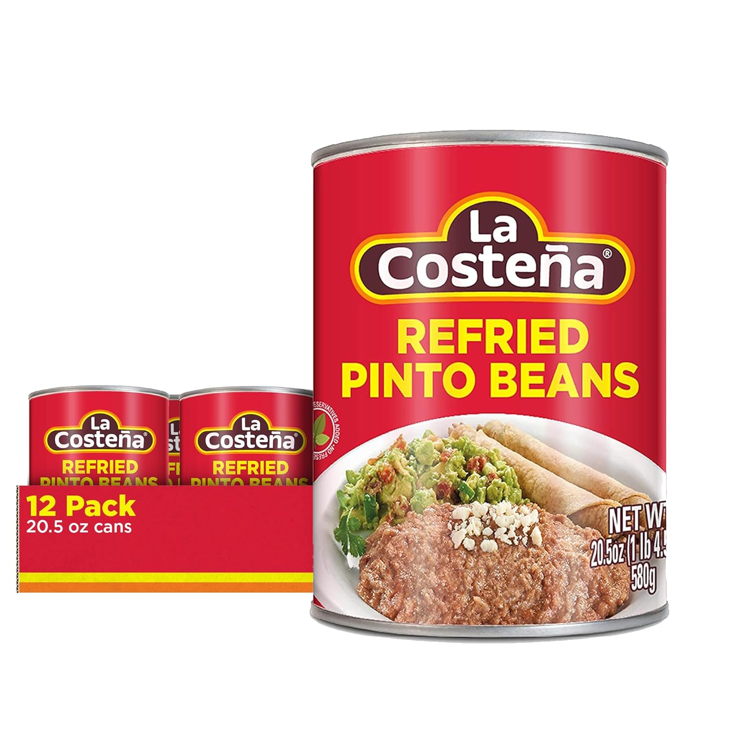 La Costeña Frijoles pintos refritos, lata de 20.5 onzas (paquete de 12)