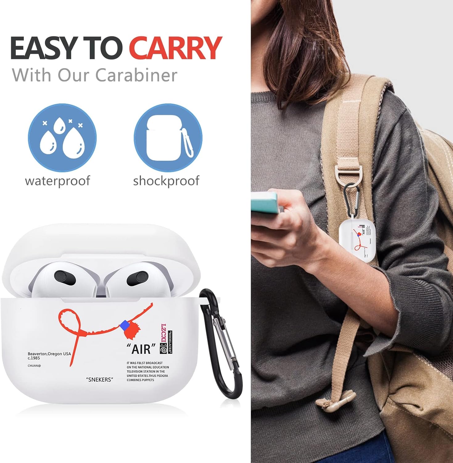 Funda para AirPods 3 con llavero de zapatos deportivos de marca creativa pintada suave compatible con AirPods de tercera generación (blanco)