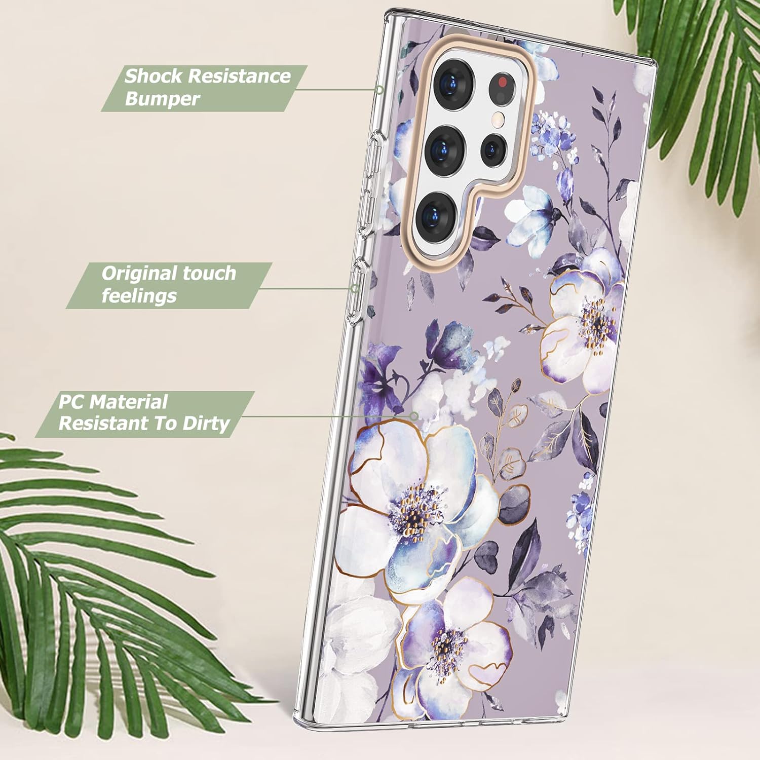 zelaxy Funda de flores compatible con Samsung Galaxy S22 Ultra, patrones de jardín de flores, TPU suave y flexible, a prueba de golpes, funda