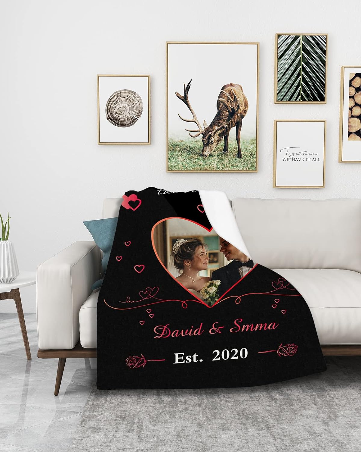 Manta personalizada con nombre, imagen y fecha para esposa, regalos personalizados para esposa de parte del marido, manta de franela súper suave