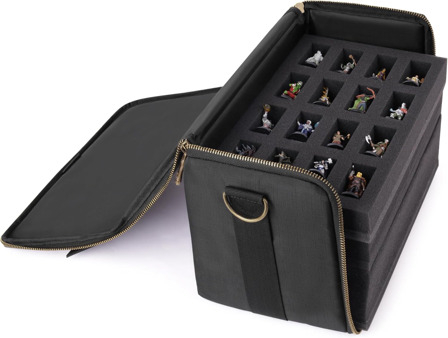 ENHANCE Bolsa de figuras en miniatura  Estuche compacto de almacenamiento y transporte para miniaturas DnD con correa para el hombro, 3 bandejas de