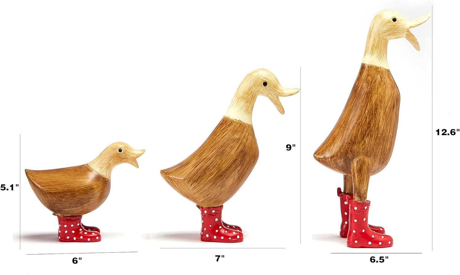 Decoración de pato para patio, patos de jardín con botas de agua manchadas, juego de 3 estatuas de decoración de jardín, estatua de figura de pato,