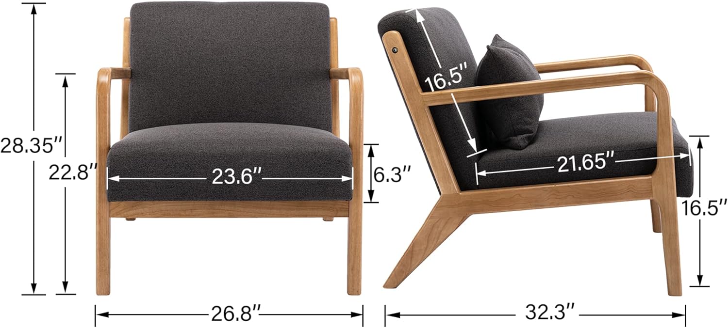 chairus Silla decorativa Mid-Century moderna, de tela de lino, cómoda silla tapizada para dormitorio, dormitorio, sala de lectura, recepción con