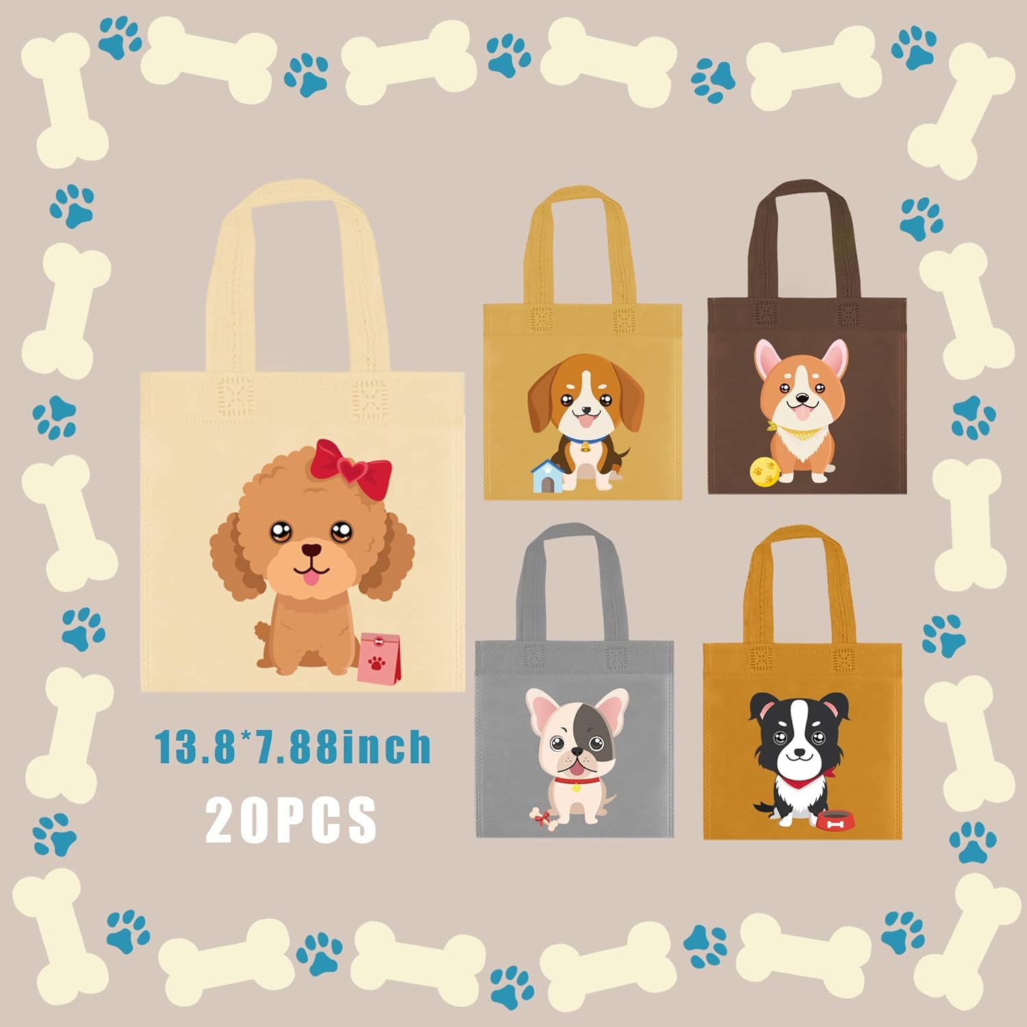 BANBALLON 20 bolsas de regalo de fiesta para perros, bolsas de regalo no tejidas para cachorros, bolsas de regalo para niños, fiesta de cumpleaños,