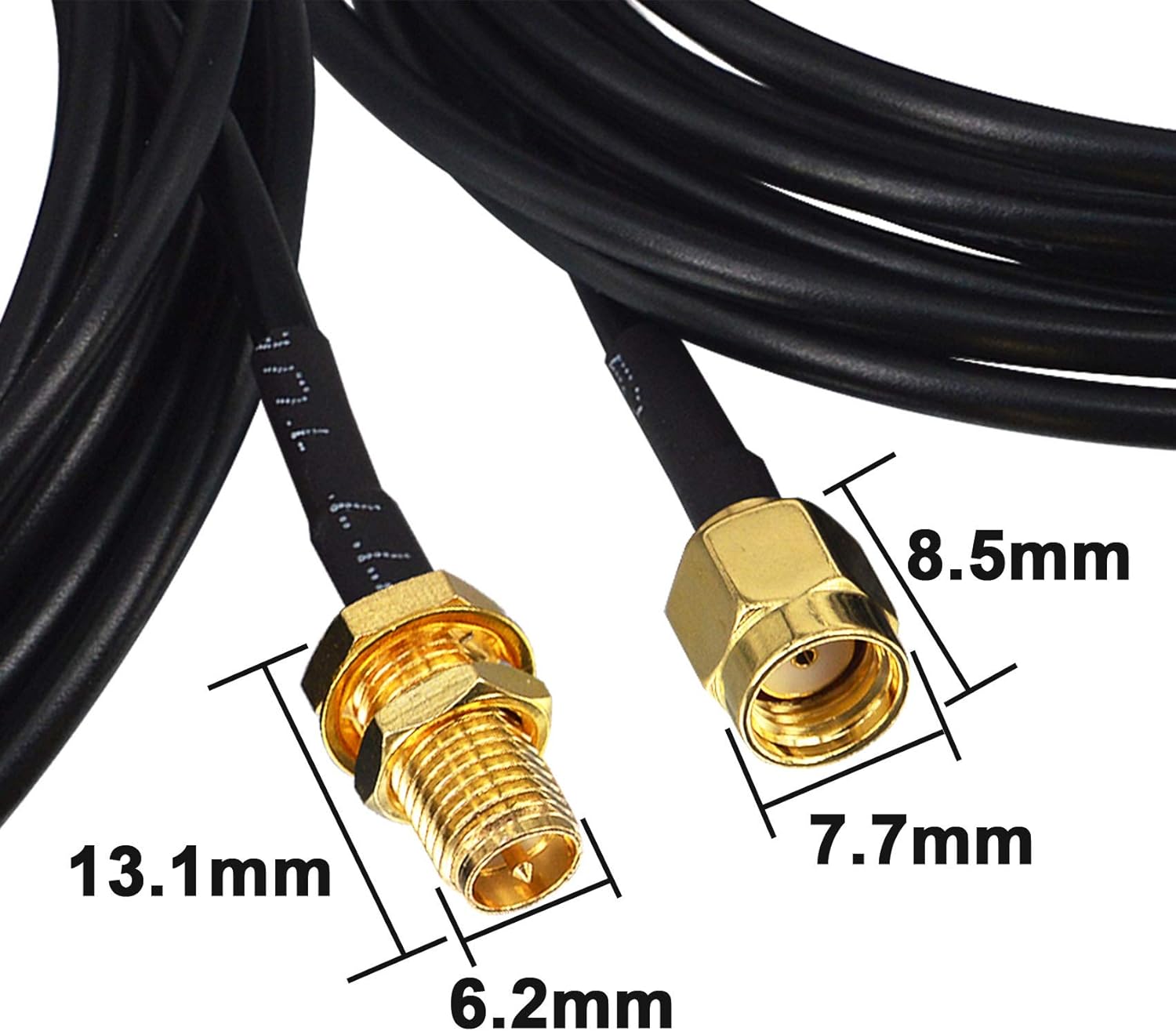 Kaunosta Router WiFi de alta ganancia de 22 dbi antena omnidireccional universal 2 piezas y cable de extensión RP-SMA macho a hembra de 10 pies, 2