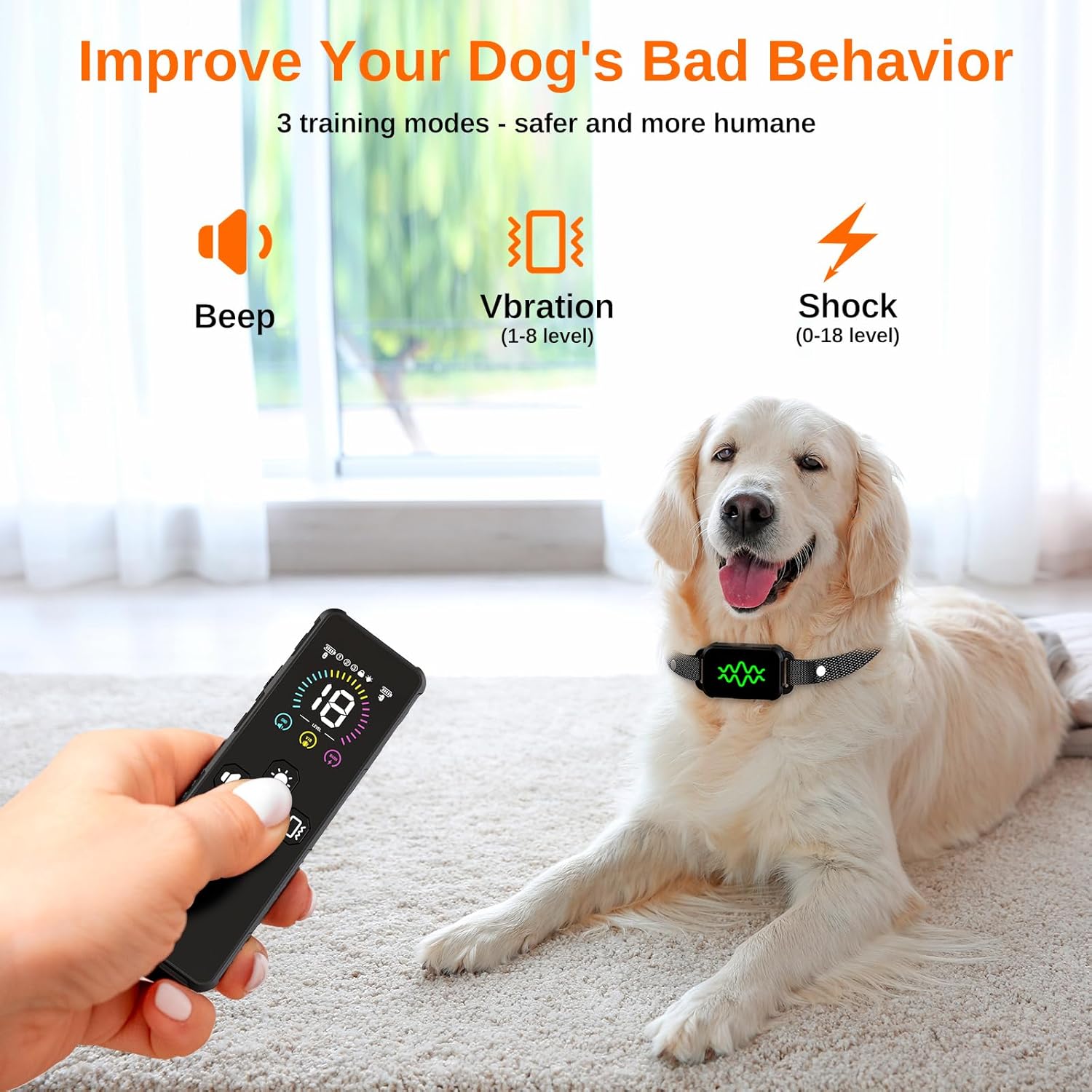RC09 – Collar de entrenamiento eléctrico para perros con control remoto de 2000 pies, collar impactante con 3 modos de entrenamiento, collar