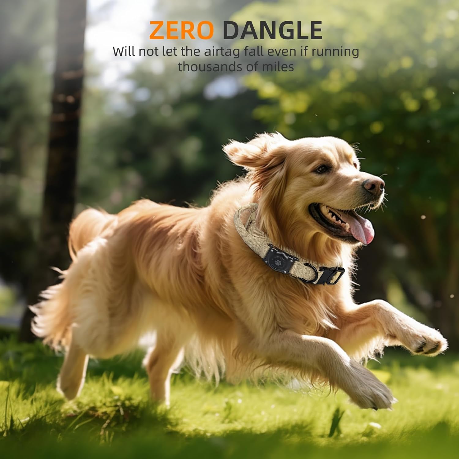 Juego de correa táctica AirTag para perro 100 % impermeable, integrado Apple Air Tag con soporte para AirTag, collar militar ajustable con asa,