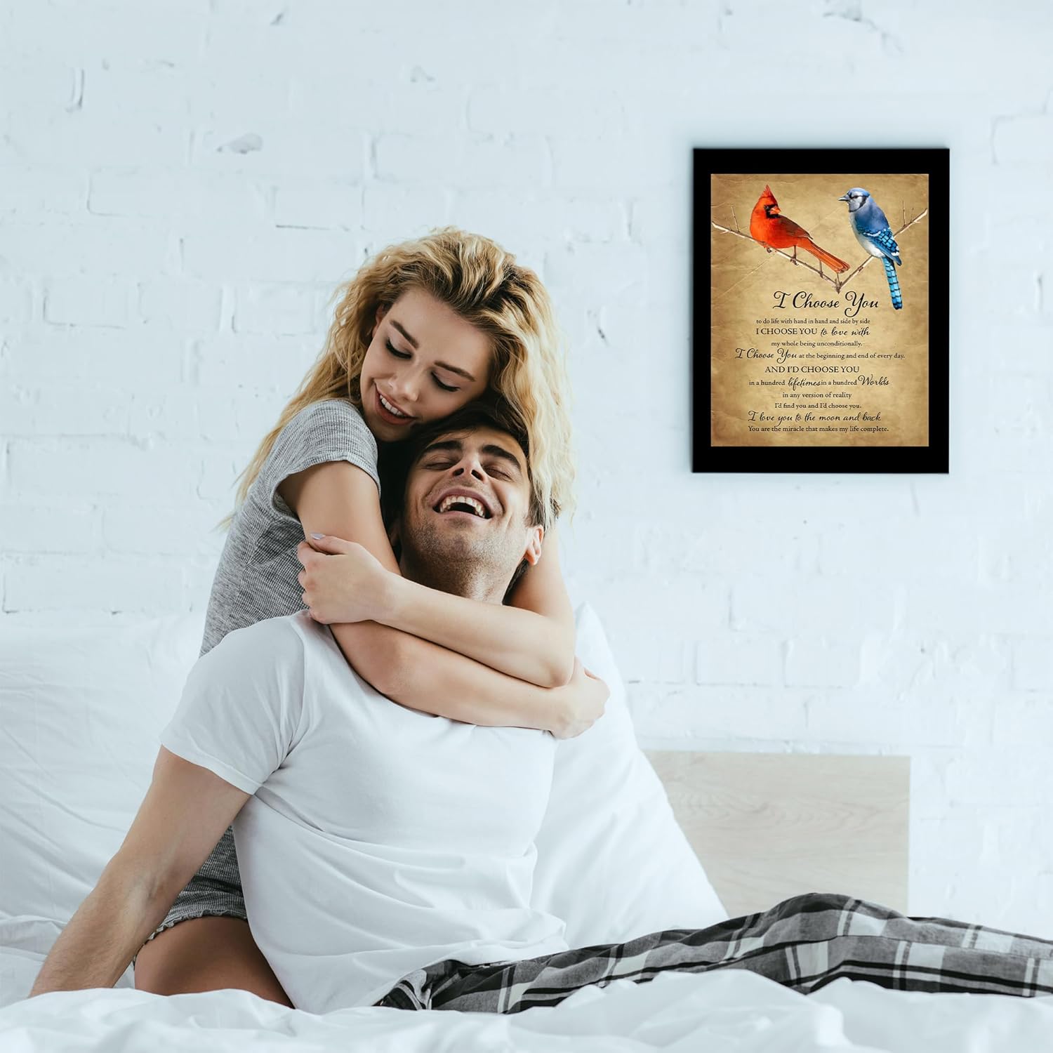 I Choose You – Love Wall Art. Inspirational Marriage Vows, Cardinal & Bluejay Birds Wall Art Print. Ideal For Home Decor & Bedroom Decor. Perfect