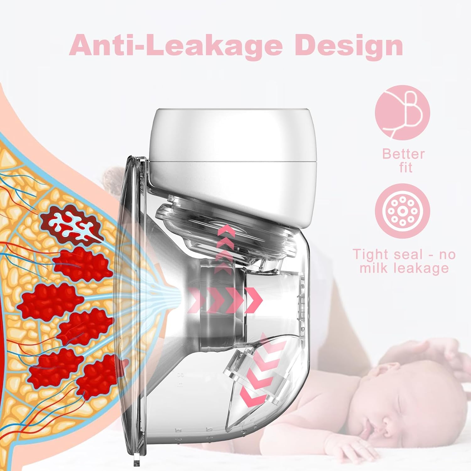 Extractor de leche manos libres, extractores de leche portátiles para lactancia, bomba eléctrica portátil inalámbrica con 3 modos y 9 niveles, brida