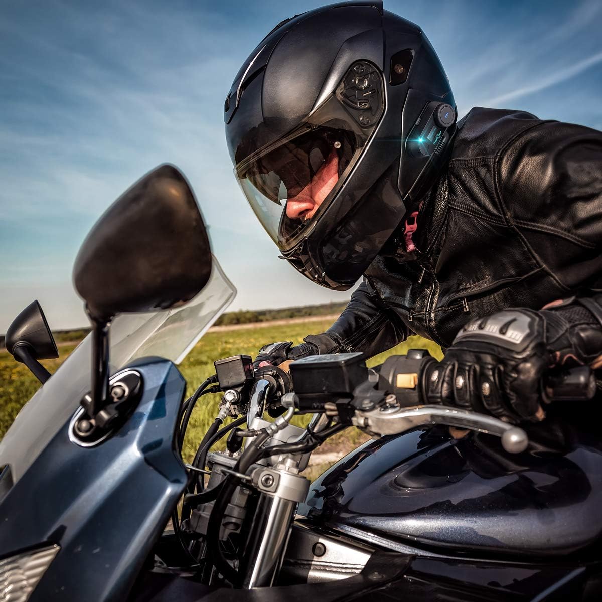 FreedConn – Sistema de comunicación para casco de motocicleta, intercomunicador Bluetooth TCOM-SC, 2 unidades, kit de comunicación de 2 vías
