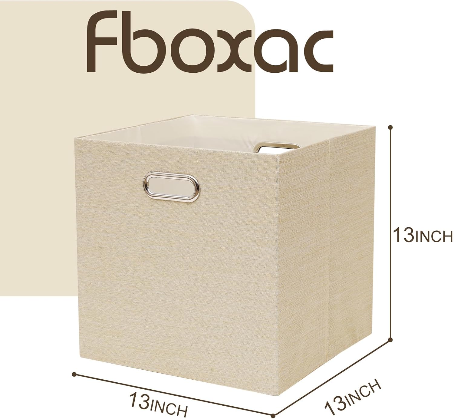 Cesta de organización plegable de tela con asas, cubos de almacenamiento de 13 x 13 pulgadas, juego de 4, cestas de almacenamiento gruesas y