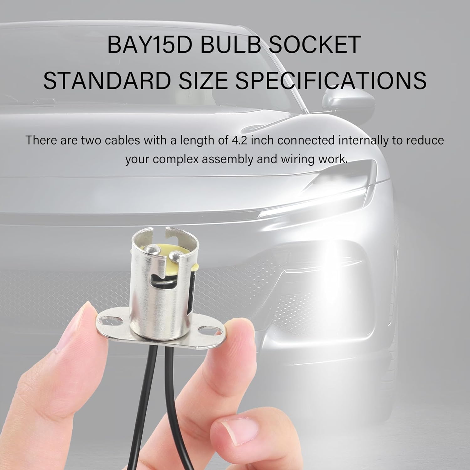 BAY15D – Adaptador de bombilla 1157 con 2 conectores de cable, enchufe de bombilla LED 1157 para intermitente, luz de freno, luces traseras de coche