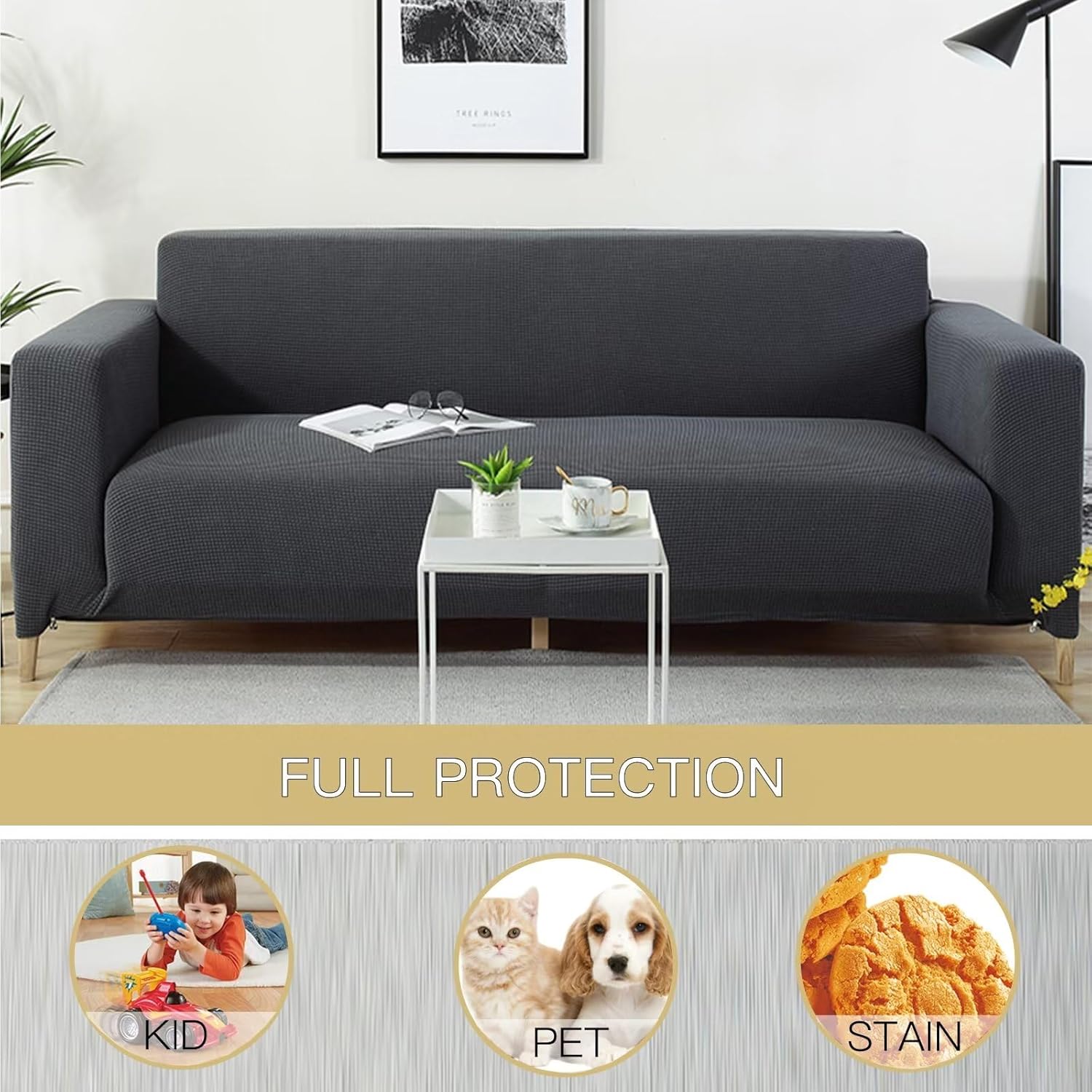Stretch Sofa Covers Slipcovers, Terylene Anti-Slip Soft Couch Sofa Cover,Soft Elastic Furniture ProtectorsSuitable for Children, Dogs, Jacquard