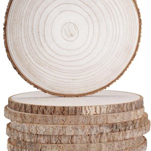 wohohoho 10 piezas de rebanadas grandes de madera natural de 9 a 10 pulgadas para centros de mesa, círculos de madera sin terminar con corteza para wohohoho 10 piezas de rebanadas grandes de madera natural de 9 a 10 pulgadas para centros de mesa, círculos de madera sin terminar con corteza para