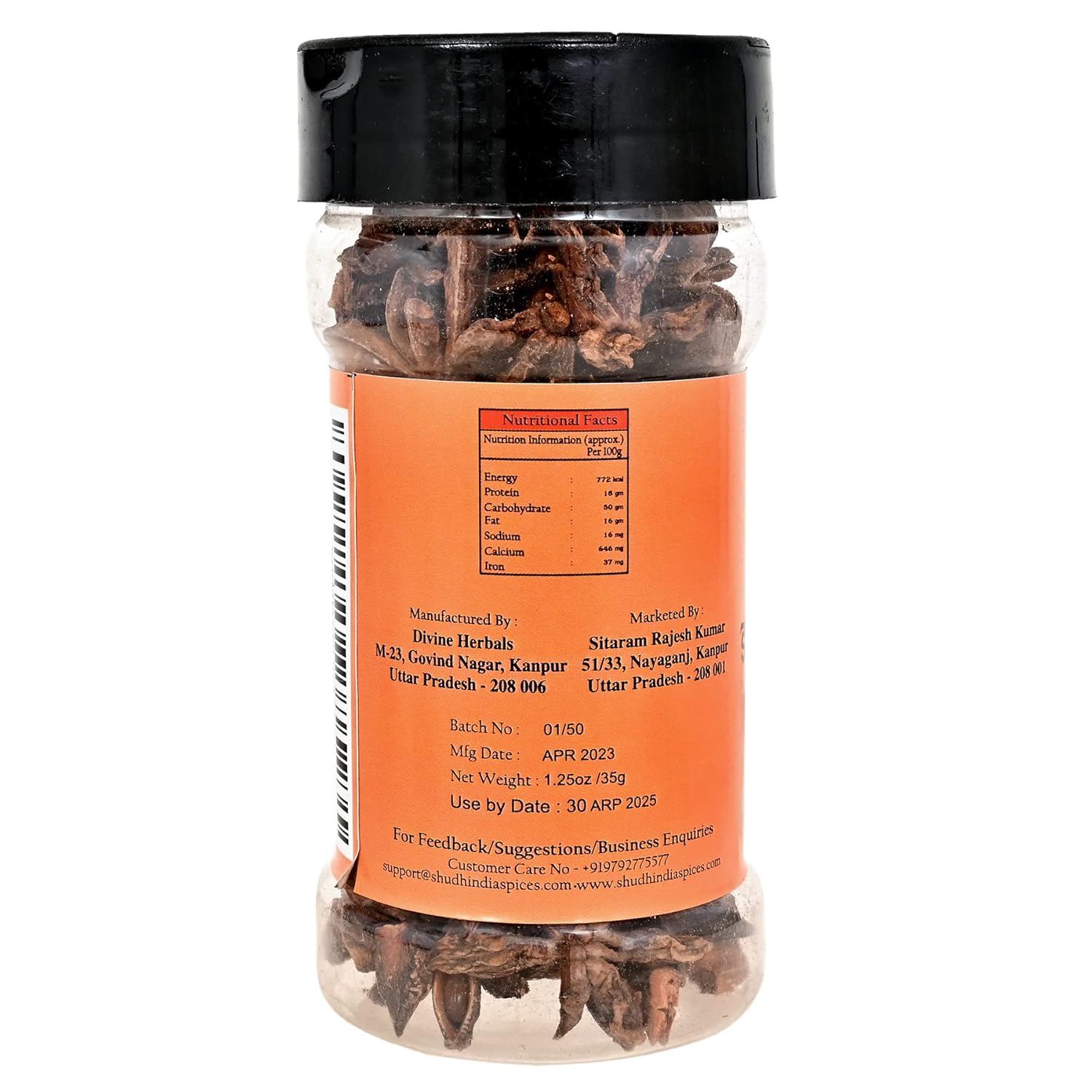 Shudh India Semillas de anís estrellado, vainas enteras (Badian Khatai) Tarro de PET de especias  Todo natural  Apto para gluten  Sin OMG  Vegano