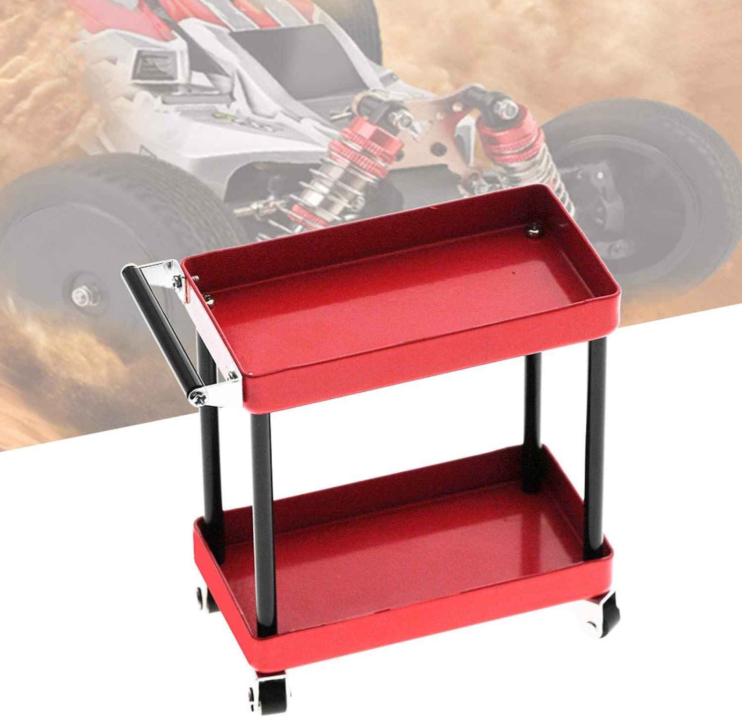 Carrito de almacenamiento de 2 niveles, carrito con ruedas, estante de almacenamiento para herramientas de reparación, fácil de usar y desmontar,